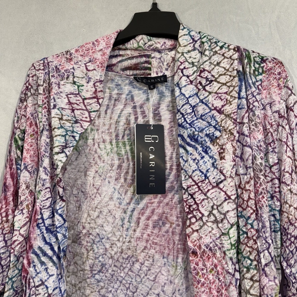 Carine Claire Open Cardigan Shrug Neon Mix XL Lightweight Stretch Sweater NEW - Picture 6 of 11